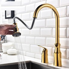 Kitchen Sink Faucet Profession Kitchen Sink Mixer Tap pull-out spout head Hot and Cold Two Handle Mixer Taps - B07FZS3L4R